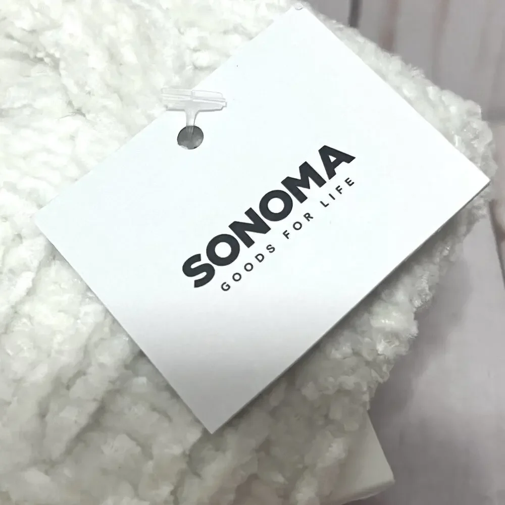 SONOMA Women's WHITE Chenille CUFF Knit WINTER GLOVES Lightweight TOUCH SCREEN